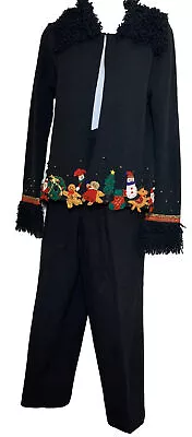 Buy Christmas Black Outfit/S.Young M Sweater Felt Decor/H.Benard Lined Wool Pants 8 • 19.79£
