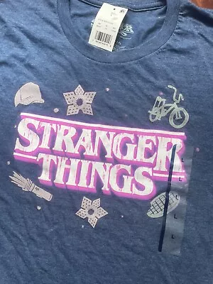 Buy Offical Netflix Merch Stranger Things T-shirt Size L Blue NEW W/tags • 6.99£