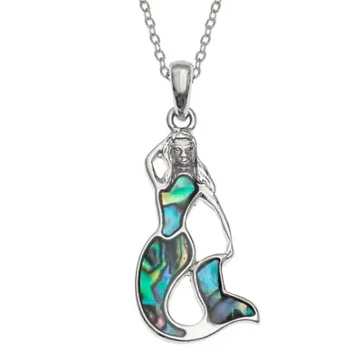Buy Mermaid Silver Necklace Pendant Paua Abalone Shell 18  Chain Jewellery - Boxed • 7.95£