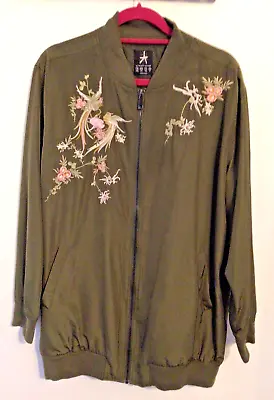 Buy Primark Ladies Longline Khaki Embroidered Bomber Style Jacket Size 18 • 16.50£