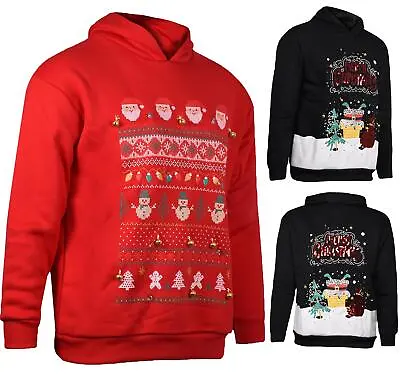 Buy 3D Christmas Hoodie LED Light Up Xmas Funny 3D Pullover Jumper Hooded Sweatshirt • 9.99£