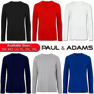 Buy Men's Long Sleeve T-shirt 100% Cotton Plain Top Regular Fit Lot Tee New S-3xl • 30.58£