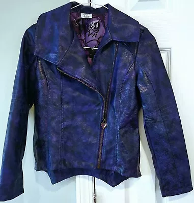 Buy Disney Descendants Purple Faux Leather Jacket Girls 9/10 Fab Condition And Color • 23.67£