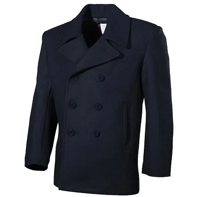 Buy MFH US Pea Coat Mens Reefer Jacket Military Wool Navy Warm Marine Army Blue • 84.95£