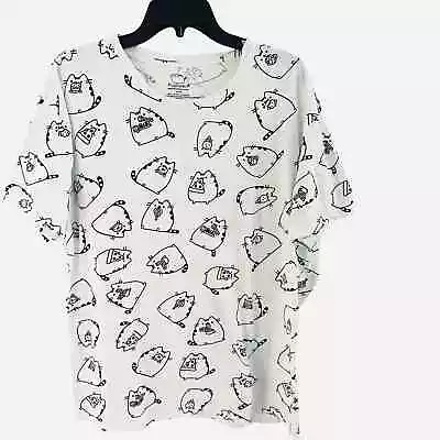 Buy Pusheen Snack Time XL Extra Large Men's Tee Shirt All Over Print White And Black • 13.64£