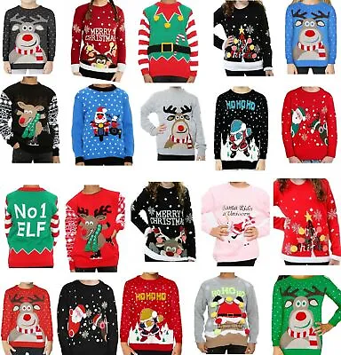 Buy Kids Childrens Boys Girls Xmas Christmas Jumper Winter Sweater Knitted Retro • 15.99£