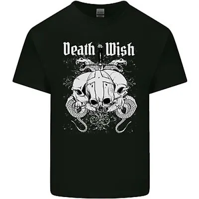 Buy Death Wish Skulls Snakes Biker Gothic Demon Kids T-Shirt Childrens • 8.49£