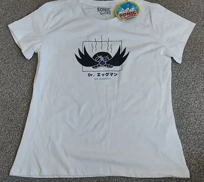 Buy Sega Sonic The Hedgehog Dr Eggman Short Sleeve Crew Neck White T.Shirt Tee Large • 13.99£