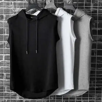 Buy UK Men Gym Sleeveless Hoodie Fitness Sports Muscle Hooded Vest T-Shirt Tank Top • 6.95£