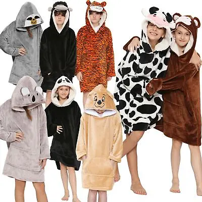 Buy Girls Boys Oversized Hoodie Animal Snuggle Blanket Super Soft Warm Fleece • 11.99£