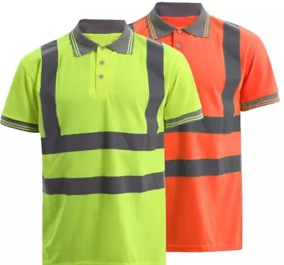 Buy Hi Viz Vis Polo T-Shirt Top High Visibility Safety Security Work Wear Tee Shirts • 11.99£