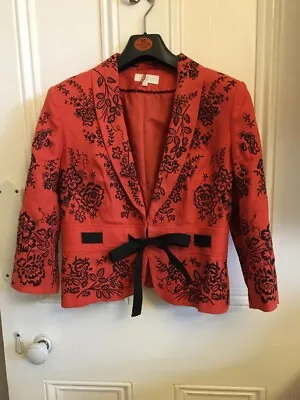 Buy Stunning Red And Black Jacket Blazer Coat  14 UK Embroidered • 17.99£