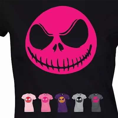 Buy Jack Face Halloween Ladies T Shirt Jack Skellington Before Christmas Top Gift • 8.99£