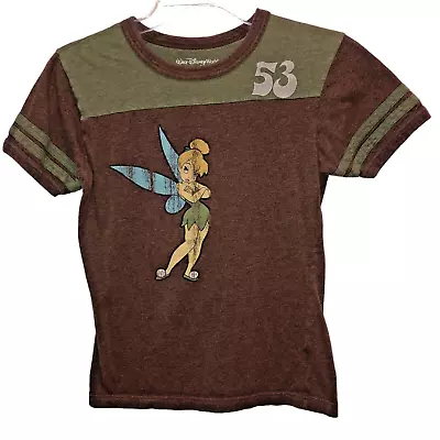 Buy Tinkerbell 53 Walt Disney World Womens Small Brown Round Neck T Shirt Tee Size S • 15.32£