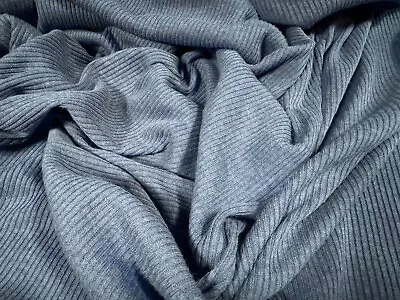 Buy Soft Handle 2x1 Rib Jersey Fabric, Per Metre - Plain - Denim Blue • 4.99£