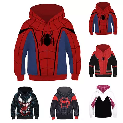 Buy Spider Man: Into The Spider-Verse Child Hoodies Gwen Venom Spiderman Sweatshirt • 16.82£