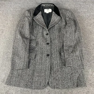 Buy HARRIS TWEED Jacket Womens Grey Large Blazer Herringbone Weave Wool STUNNING Vtg • 21.99£