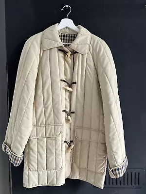 Buy Aquascutum Ladies Quilted Jacket Size12/14 Beige Puffer Vintage Check Lining • 24£