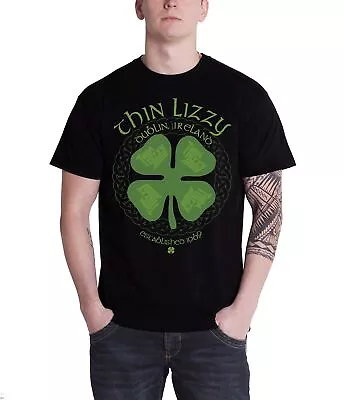Buy Thin Lizzy T Shirt Four Leaf Clover Band Logo Official Mens New Black T Shirt • 17.95£