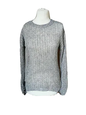 Buy BNWT NEXT Silver & Blue Lace Metallic Lace Jumper Xmas Top Size 8 • 7£