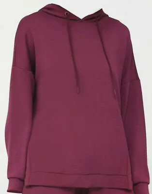 Buy SWEATSHIRT Women/Teen Hoodie With Side Splits - Aubergine Purple UK S • 14.99£
