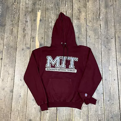Buy Champion Hoodie Mens Y2K Vintage MIT College Training Sweatshirt Burgundy, Small • 25£