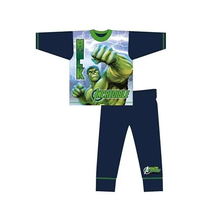 Buy Boys Hulk Character Pyjamas Avengers Kids Nightwear PJs Cotton Green Blue • 8.99£