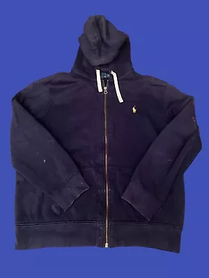 Buy Polo Ralph Lauren Men's Full Zip Hoodie Navy Size XL Bleached • 12£