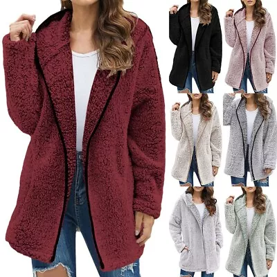 Buy Ladies Plus Size Long Sleeve Hooded Fleece Jacket For Cold Weather Protection • 14.32£