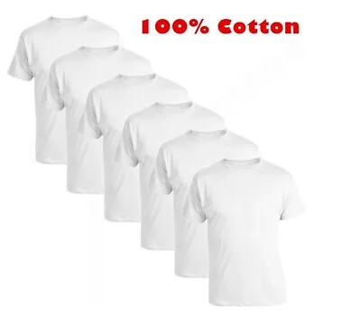 Buy Pack Of 1x 3x 6x Boys Girls Kids White T-Shirts Plain 100 % Soft Cotton Uniform  • 3.49£