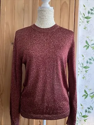 Buy BNWT H&M Sparkle Red And Gold Fine Knit Jumper In Size Euro S Pit-pit 19 In • 2.25£
