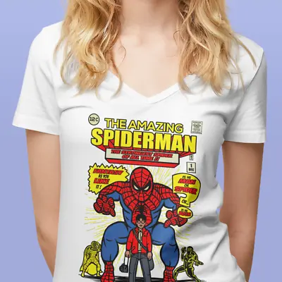 Buy Amazing Spiderman Comic Book Cover Womens V-neck Tshirt  • 16.99£