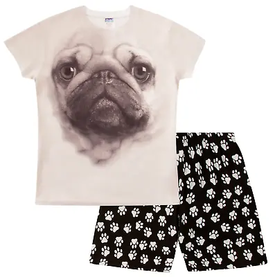 Buy Super Cool Pug 3D  Short Pyjamas Paw Print Pj 9-16 Years • 9.99£