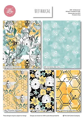 Buy Crafts Fabrics Beetanical Queen Bee Honeybee Emboss Floral Beehive 100% Cotton • 3.99£