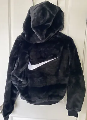 Buy Nike Sportswear Essentials Hoodie Faux Fur Black Women’s Small DD5116-010 NWT • 115.70£