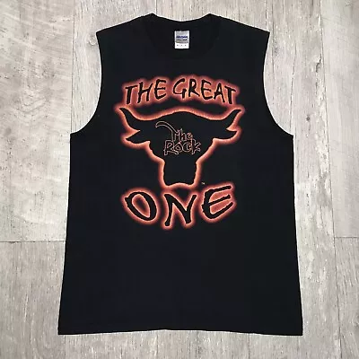 Buy Vintage Wrestling The Rock The Great One Black Sleeveless T Shirt UK Medium  • 19.99£