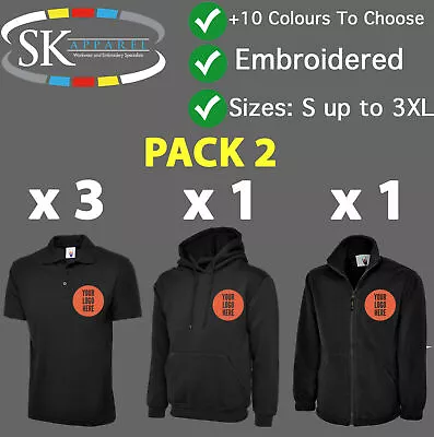 Buy Pack 2 - Personalised Embroidered Embroidery Workwear Hoodie Polo Shirt Uniforms • 49.99£