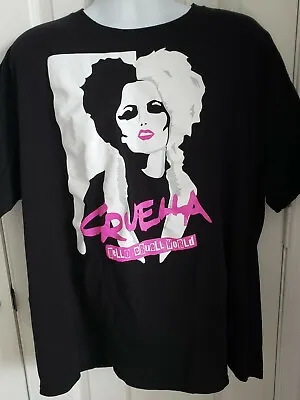 Buy Disney Cruella Hello Cruell World Black Pink T-Shirt  Womens Size XXL • 15.39£