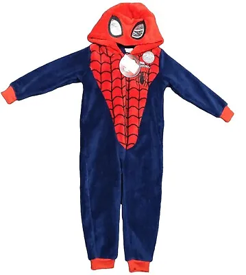 Buy Boys Girls Fleece Spiderman Marvel Avengers 1onesie Pyjamas Sleepsuit.6-10yrs • 11.89£