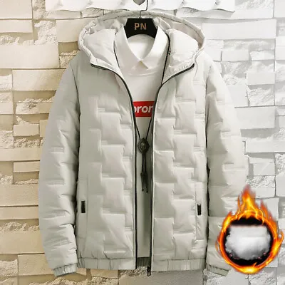 Buy Mens Winter Zip Up Jacket Quilted Bubble Coat Plain Padded Puffer Warm Coats • 21.70£