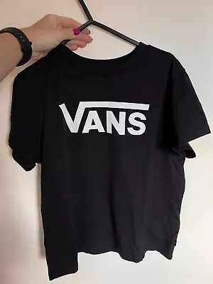 Buy Vans Black Womens T-Shirt Cotton Size M White Logo • 8£