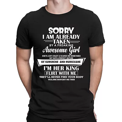 Buy Funny Sorry I'm Already Taken By A Freaking Awesome Girl Gift Mens T-Shirts #DNE • 3.99£