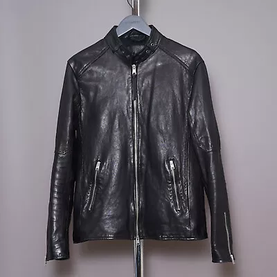 Buy ALL SAINTS CORA Leather Biker Jacket Mens Black Celebrity Bomber Moto LARGE L • 259.99£