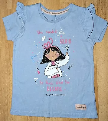 Buy Girls Blue 'Hero' T-shirt For 4-5 Years From George - Good Condition • 1.15£