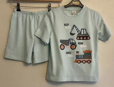 Buy Digger, Truck, Train, Short Pyjama Set, Aged 7 Years • 5.95£