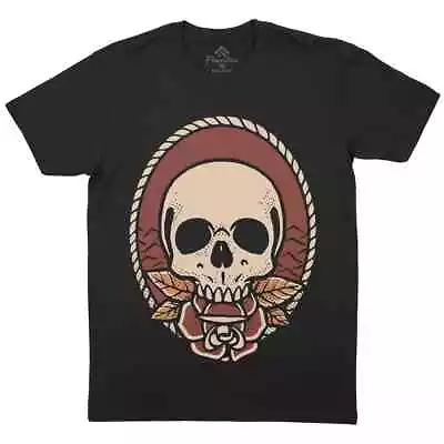 Buy Flowers Skull Mens T-Shirt Tattoo Machine Hand Drawn Black Ink Studio P041 • 9.99£