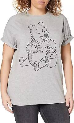 Buy Disney T Shirt Womens Disney Winnie The Pooh Sketch Top Tee Grey Size S / 8 UK • 6.74£