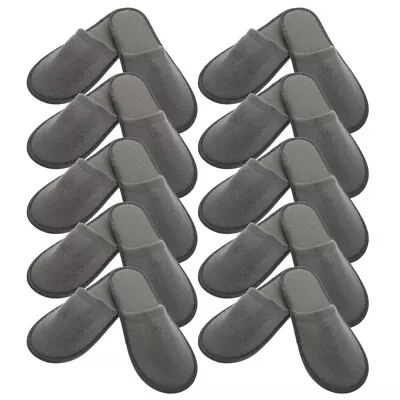Buy 10 Pairs Disposable Spa Slippers Grey Unisex For Hotel Guests Indoor Travel • 10.49£