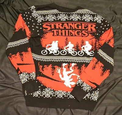Buy Christmas Jumper Stranger Things Bicycles Men Large Black Red Long Sleeved • 28£