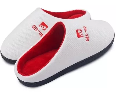 Buy Men's Slippers Size 13-14 UK White Memory Foam Waffle House Shoes Anti Skid.  • 13.99£